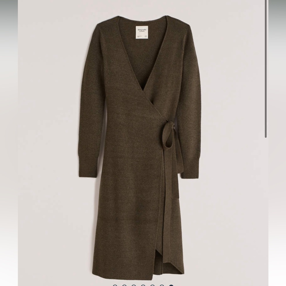 Abercrombie Olive Long Sleeve Wrap Dress